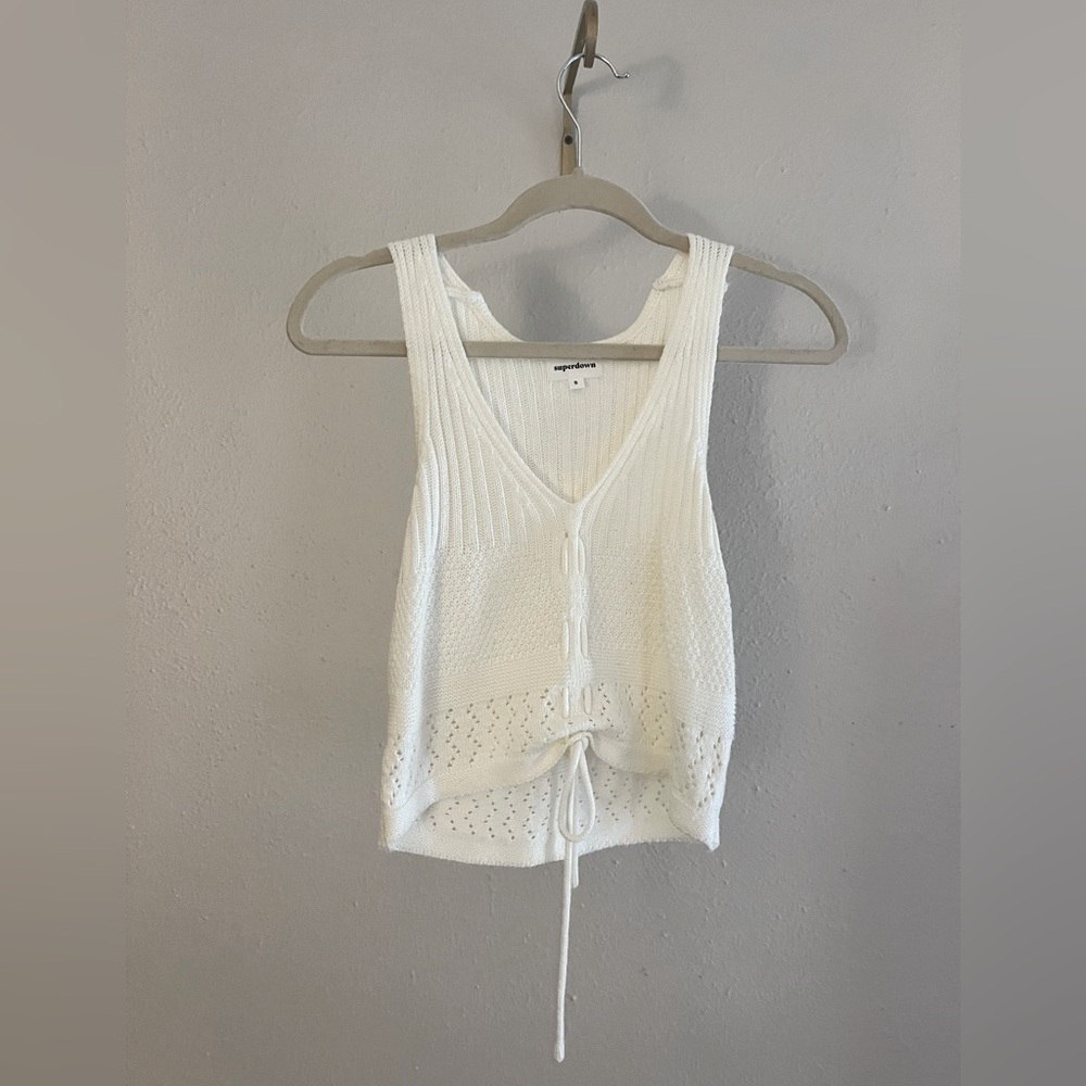 White Crochet Crop Tank - Size Small